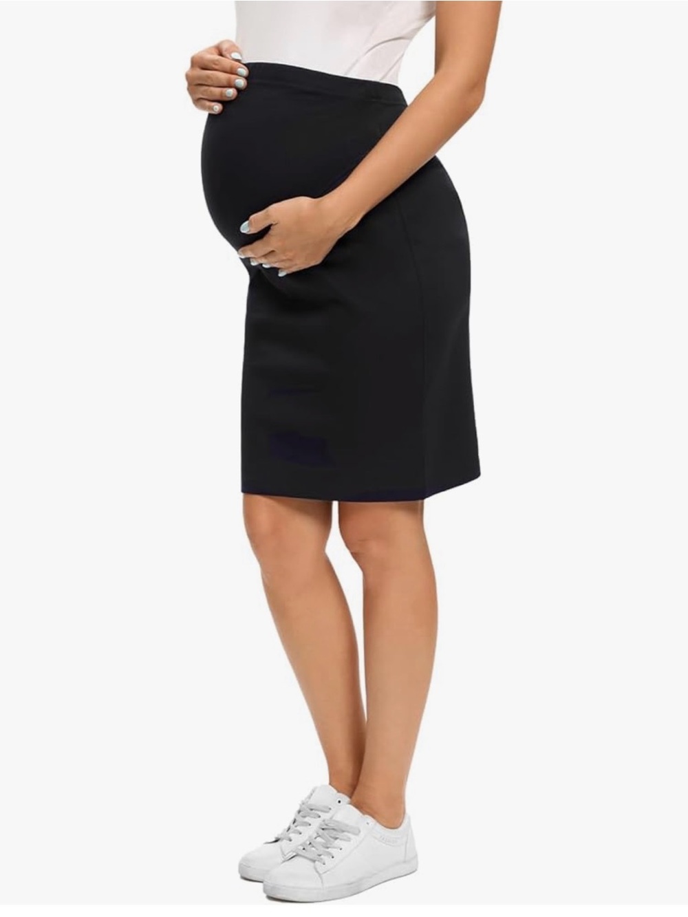 NWT Liz Lange Black Maternity Pencil Skirt Stretch Belly Band Work Office